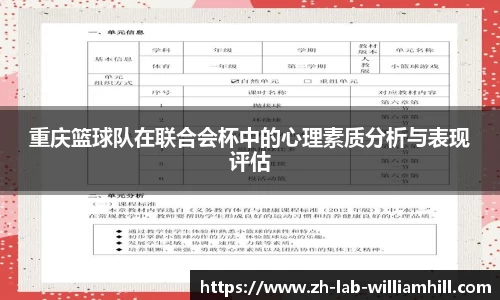 重庆篮球队在联合会杯中的心理素质分析与表现评估